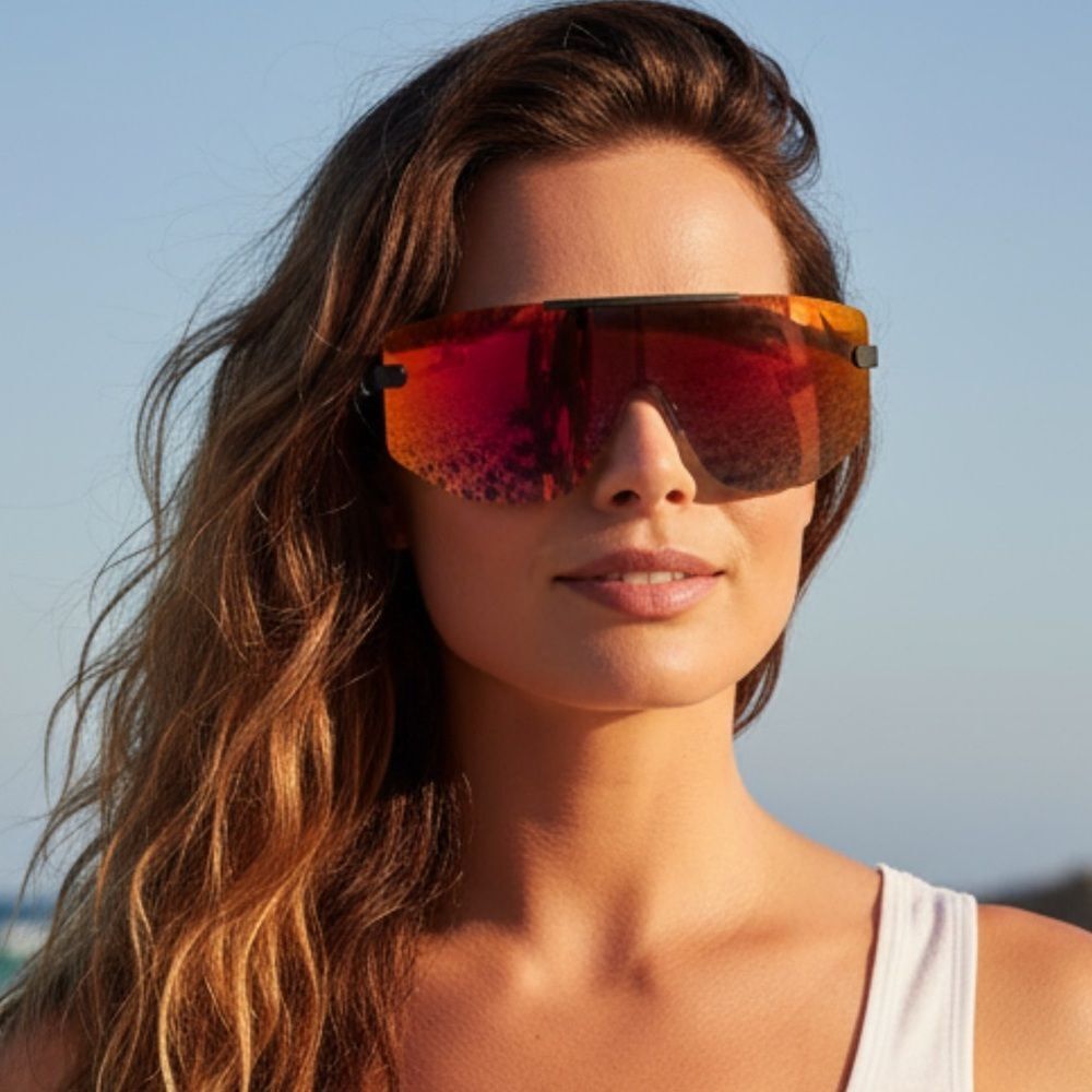 QUAY ON THE EDGE Pink Gold Gradient Rimless Shield Sunglasses